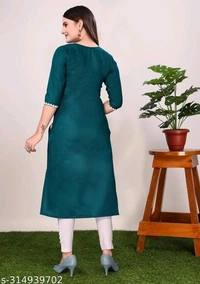 Women Embroidered Cotton Blend A-Line Kurta - Pine Green, XXXL