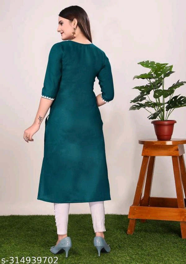 Women Embroidered Cotton Blend A-Line Kurta - Pine Green, XXXL