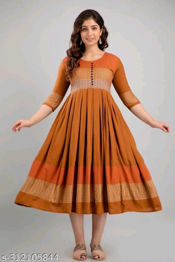 Women Rayon Printed Mayra Trendy Anarkali Kurtis - Rose of Sharon, Xl