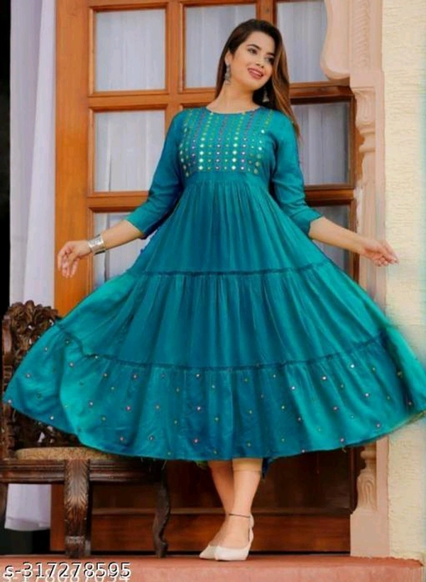 Rayon embroidery gown - Teal, L