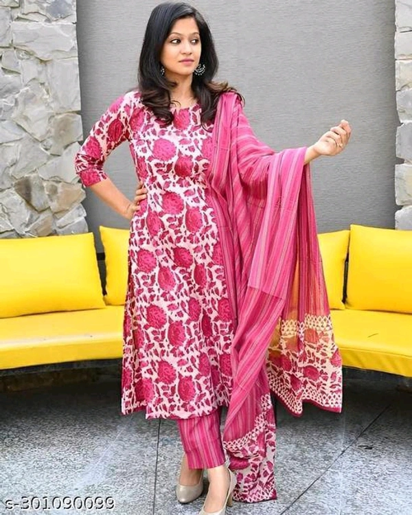 Sweet  Keitra Women Floral Printed Kuta and Pant set with Dupatta - Mandy, M