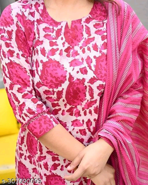 Sweet  Keitra Women Floral Printed Kuta and Pant set with Dupatta - Mandy, M