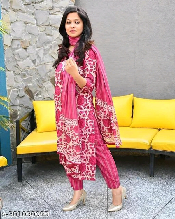 Sweet  Keitra Women Floral Printed Kuta and Pant set with Dupatta - Mandy, M