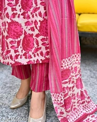 Sweet  Keitra Women Floral Printed Kuta and Pant set with Dupatta - Mandy, Xl