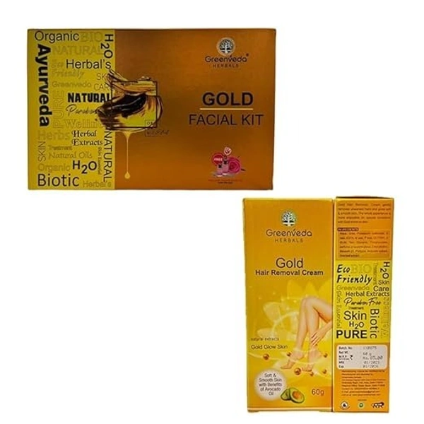 GREEN VEDA GOLD FACIAL KIT  - 100 G+60ML, Web Orange, 120 GM
