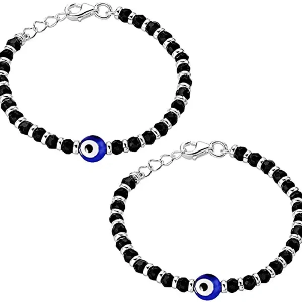 925 Sterling Silver Evil Eye Black Bead Crystal Nazariya Bangle/Bracelet For Kids