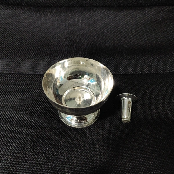 Silver Akhand Diya  - Weight: 24gms / Top Diameter : 5cm