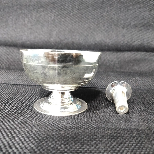 Silver Akhand Diya  - Weight: 24gms / Top Diameter : 5cm