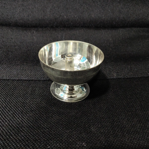 Silver Akhand Diya  - Weight: 24gms / Top Diameter : 5cm
