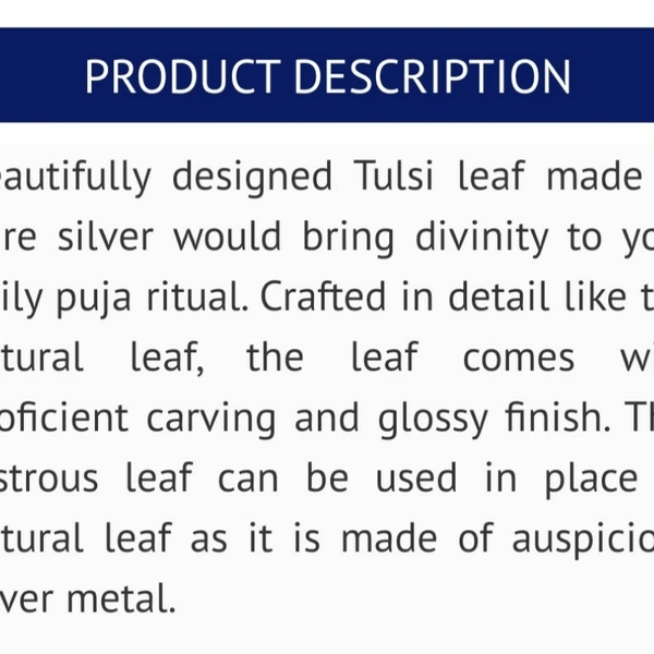 Tulsi Leaf In Pure Silver - 0.50 gm
