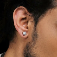 Silver Stud Earrings With sparkling zircons (Unisex) - Medium size
