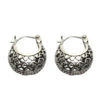 Silver Oxidized Bali Earrings - 4.5 gms