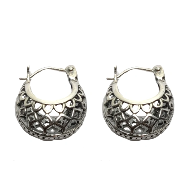 Silver Oxidized Bali Earrings - 4.5 gms