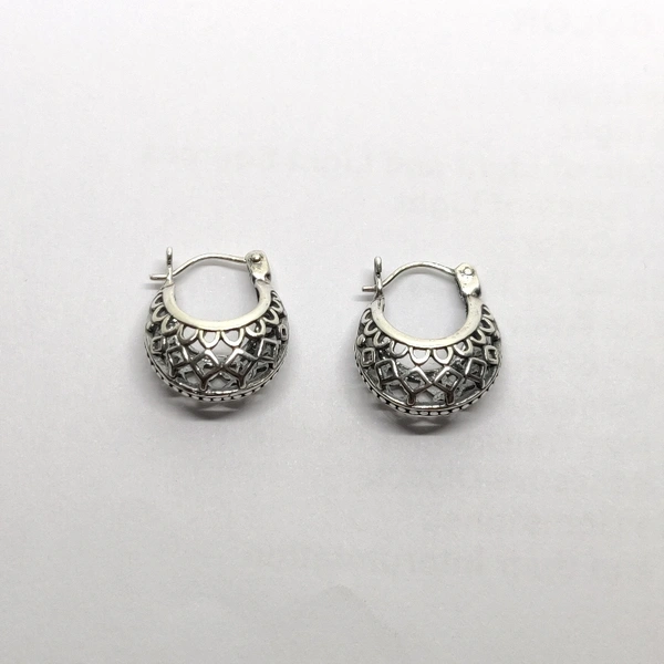 Silver Oxidized Bali Earrings - 4.5 gms