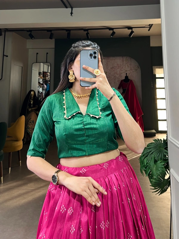 Azorte Fashion Dola Silk Co-ord Set Lehenga with Kalamkari Print | Ready to Wear Festive Outfit - RZMT, Stitched, Stitched at 38" (Adjustable up to 42")