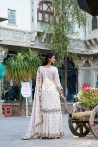 Azorte Fashion Vichitra Silk Palazzo Set | Embroidered Ethnic Dress | Ready to Wear - XXL