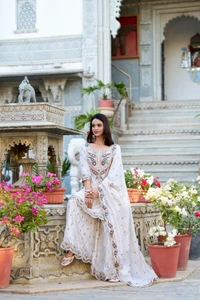 Azorte Fashion Vichitra Silk Palazzo Set | Embroidered Ethnic Dress | Ready to Wear - XXL