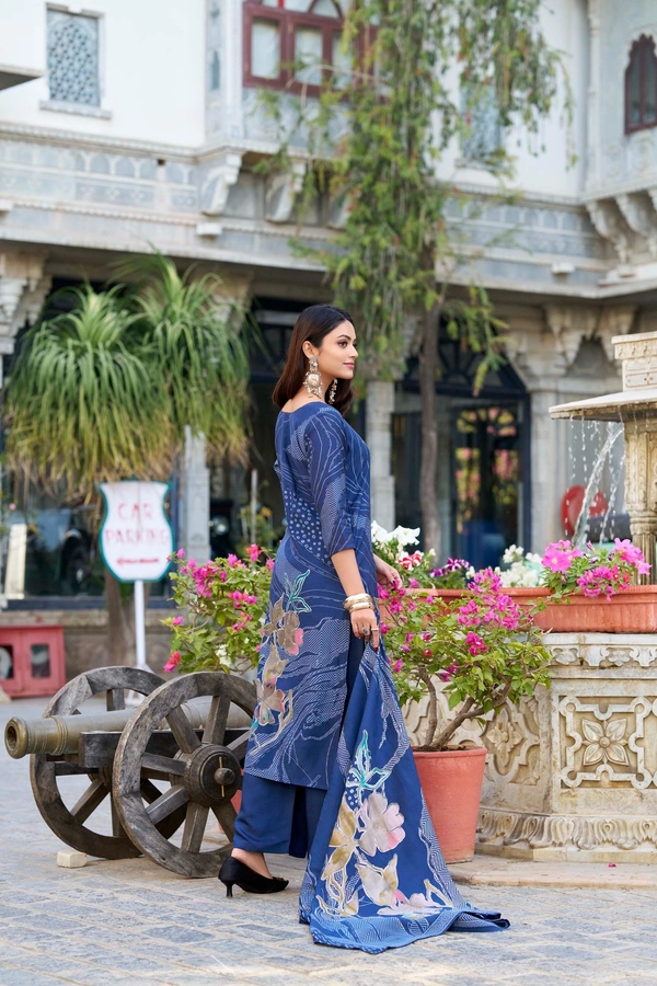 Azorte Fashion Buy Designer Vichitra Silk Embroidered Gown Set – Fully Stitched & Ready to Wear - Ast, M