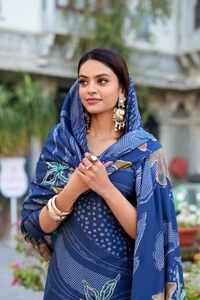 Azorte Fashion Buy Designer Vichitra Silk Embroidered Gown Set – Fully Stitched & Ready to Wear - Ast, M