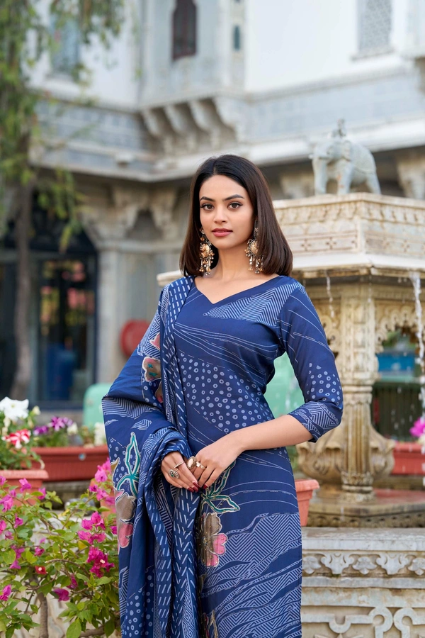Azorte Fashion Buy Designer Vichitra Silk Embroidered Gown Set – Fully Stitched & Ready to Wear - Ast, M