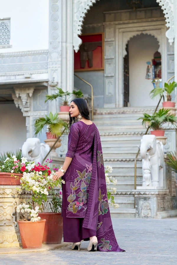 Azorte Fashion Buy Designer Vichitra Silk Embroidered Gown Set – Fully Stitched & Ready to Wear - PUR, M