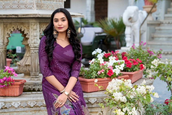 Azorte Fashion Buy Designer Vichitra Silk Embroidered Gown Set – Fully Stitched & Ready to Wear - PUR, M