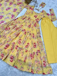 Azorte Fashion Buy Pure Soft Fox Georgette Floral Anarkali – 8.25m Flair & Dupatta | Azorte Fashion - XS (34)