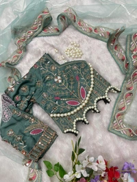 Azorte Fashion Premium Net Saree – Embroidery, Sequins & Hand Diamond Work (With Silk Inner)