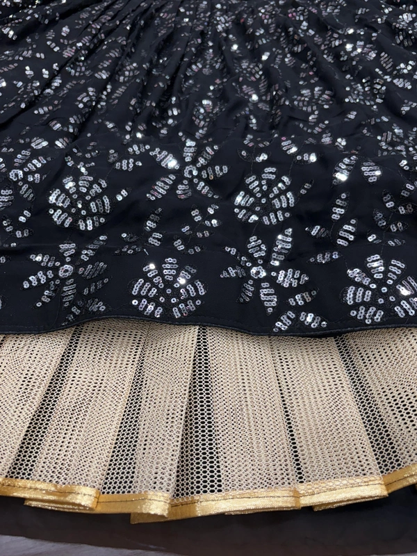 Azorte Fashion Premium Georgette Lehenga – Embroidery & Heavy Sequins Work