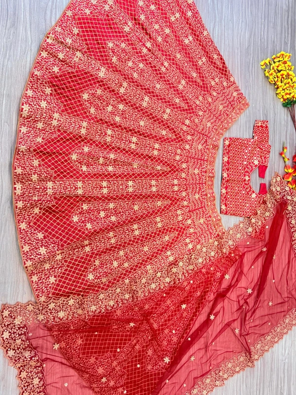 Azorte Fashion Premium Malai Satin Lehenga – Heavy Embroidery, Dori & Sequins Work 