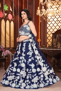 Azorte Fashion Exclusive Kasturi Silk Georgette Lehenga – Heavy Embroidery & Rainbow Sequins Work