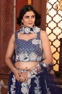 Azorte Fashion Exclusive Kasturi Silk Georgette Lehenga – Heavy Embroidery & Rainbow Sequins Work