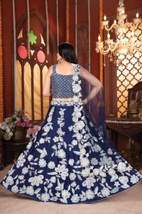 Azorte Fashion Exclusive Kasturi Silk Georgette Lehenga – Heavy Embroidery & Rainbow Sequins Work