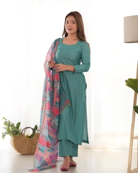 Azorte Fashion Buy Elegant Viscose Straight Fit Kurta Set with Dupatta – Office & Summer Wear | Azorte Fashion - XL (42)
