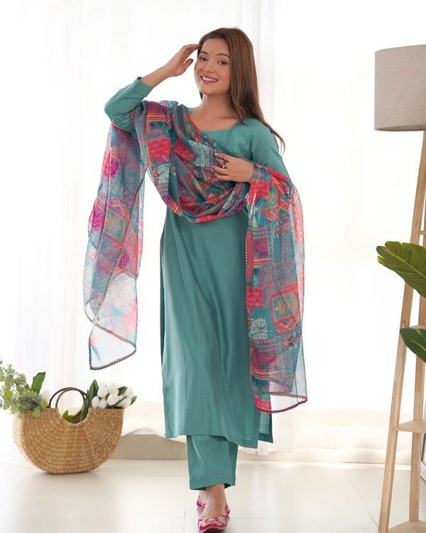 Azorte Fashion Buy Elegant Viscose Straight Fit Kurta Set with Dupatta – Office & Summer Wear | Azorte Fashion - XL (42)