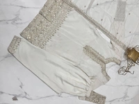 Azorte Fashion Buy Pure Chinon Silk Kurta Set with Embroidered Dupatta – Elegant & Ready to Wear - White, XS (34)