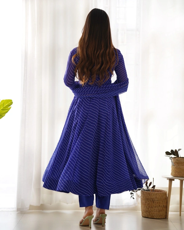 Azorte Fashion Buy Pure Fox Georgette Laheriya Anarkali Set – 4m Flair & Dupatta | Azorte Fashion - M (38)