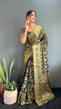 Azorte Fashion Pure Viscose Georgette Ready-to-Wear Saree – Self Weaving & Handwork Pallu