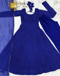 Azorte Fashion Buy Pure Fox Georgette Laheriya Anarkali Set – 4m Flair & Dupatta | Azorte Fashion - M (38)