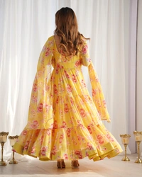 Azorte Fashion Buy Pure Soft Fox Georgette Floral Anarkali – 8.25m Flair & Dupatta | Azorte Fashion - XS (34)