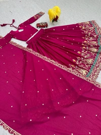 Azorte Fashion New Festival Lehenga Choli – Heavy Embroidery Sequence Work on Chinon - Paprika, M