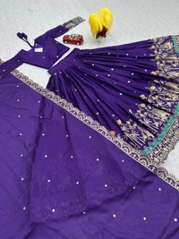 Azorte Fashion New Festival Lehenga Choli – Heavy Embroidery Sequence Work on Chinon - Valhalla, XL