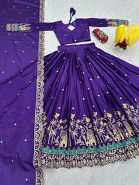 Azorte Fashion New Festival Lehenga Choli – Heavy Embroidery Sequence Work on Chinon - Valhalla, XL