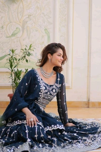 Azorte Fashion Wedding Lehenga Choli – Heavy Fox Georgette with 7mm Sequins Embroidery - Arapawa, L 40
