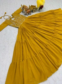 Azorte Fashion New Festival Long Gown – Heavy 3mm Sequins Work Fox Georgette Gown - Web Orange, M