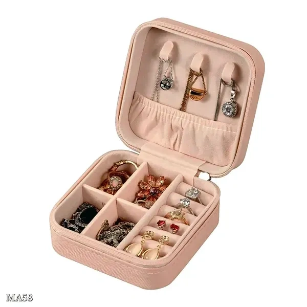 Azorte Small Square Jewelry Box | Travel-Friendly Case for Necklace, Earrings, Bracelet, Ring | Compact & Lightweight | Made in India