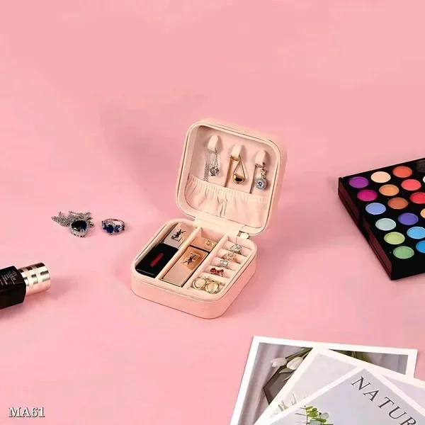 Azorte Small Square Jewelry Box | Travel-Friendly Case for Necklace, Earrings, Bracelet, Ring | Compact & Lightweight | Made in India