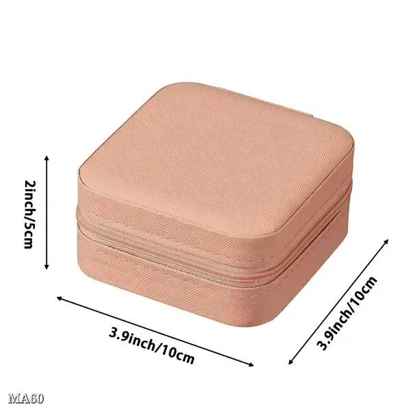 Azorte Small Square Jewelry Box | Travel-Friendly Case for Necklace, Earrings, Bracelet, Ring | Compact & Lightweight | Made in India