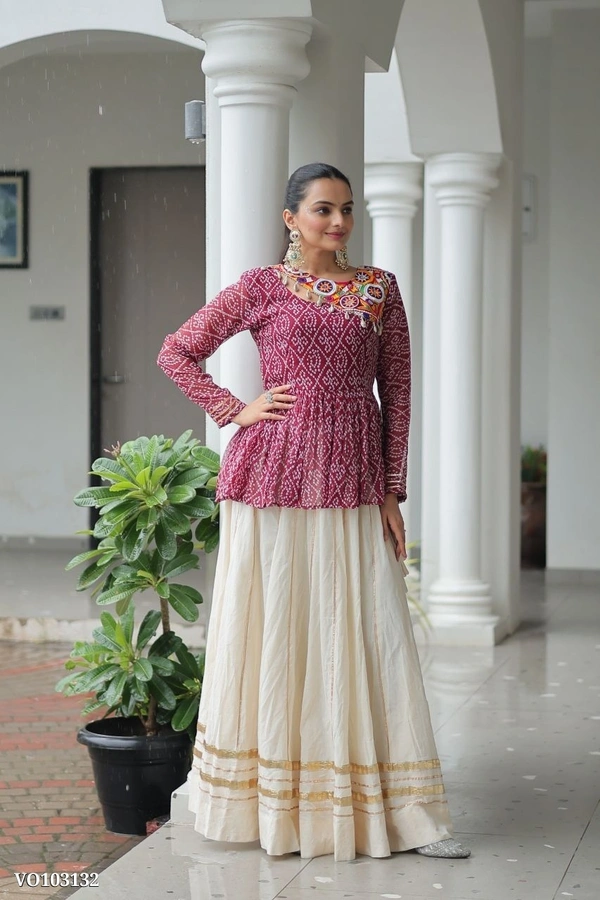 Azorte Fashion N Traditional Kora Cotton Lehenga with Kutchi Gamthi Top & Gota Patti Work – Full-Stitched Set - XXL