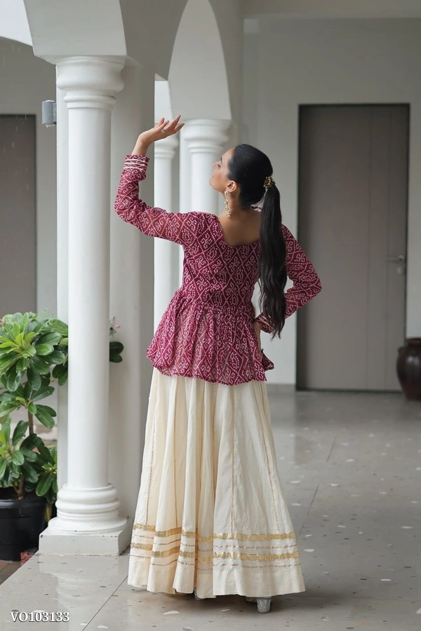 Azorte Fashion N Traditional Kora Cotton Lehenga with Kutchi Gamthi Top & Gota Patti Work – Full-Stitched Set - XXL